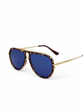 Topfoxx Tortoiseshell Frame Sunglasses with Blue Lenses